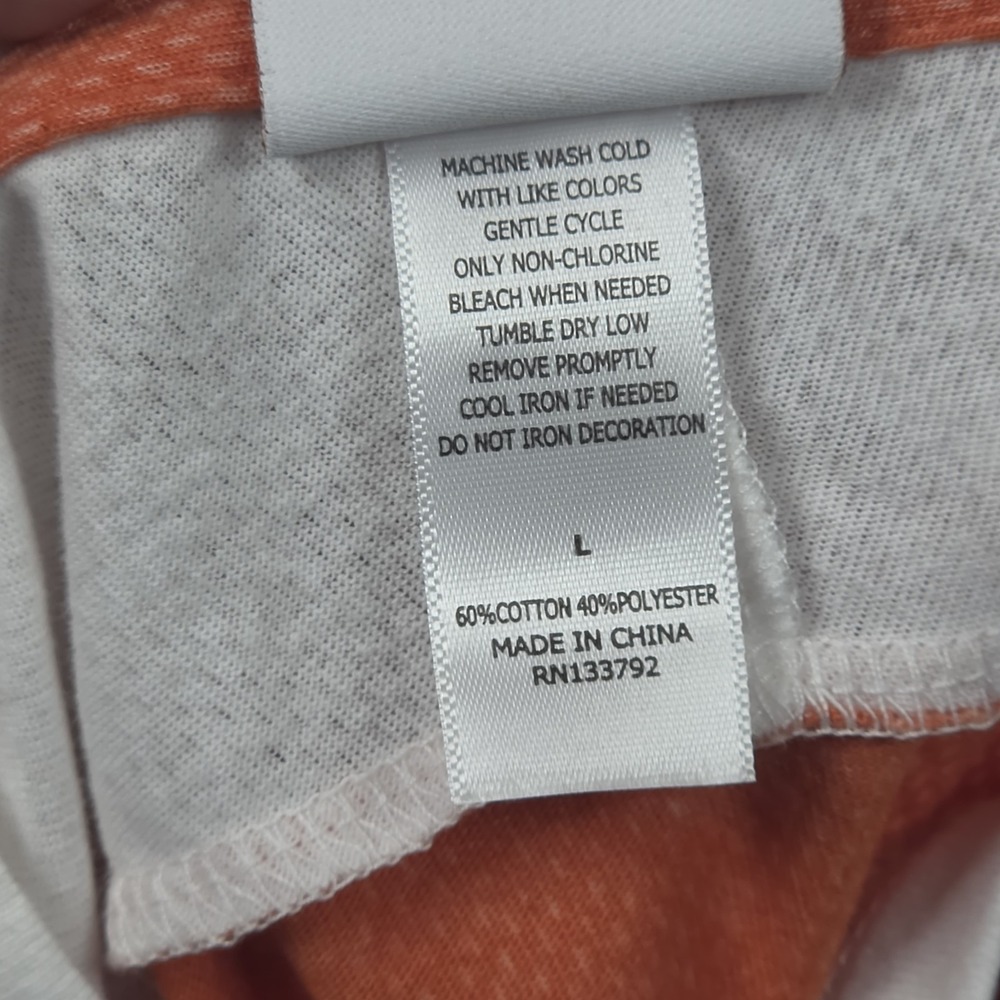 Texas Longhorns Shirt Men L Burnt Orange Thermal Knit Varsity Stripe Long Sleeve - Picture 6 of 9